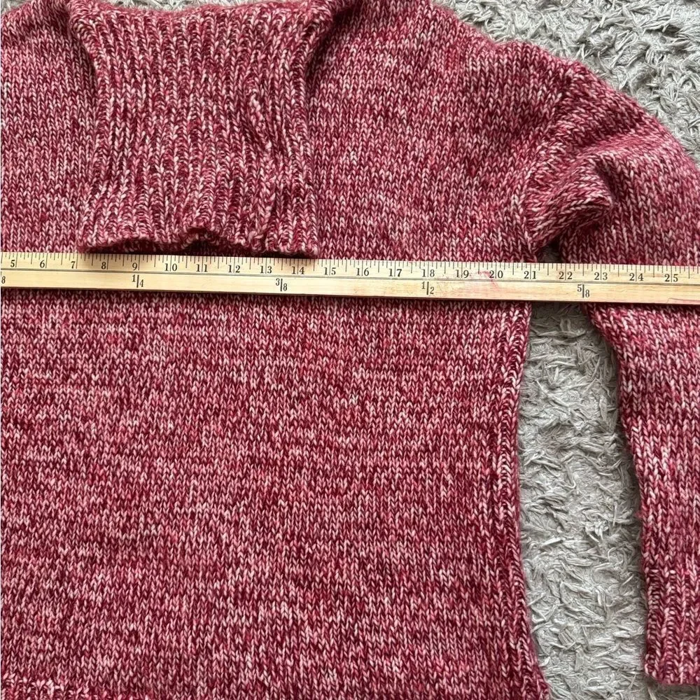 J. Crew Italian Marled Red Wool Blend Turtleneck Oversized Sweater Size S